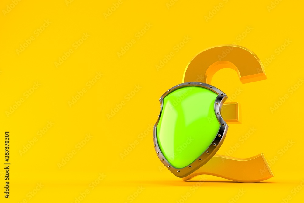 Poster pound currency with protective shield