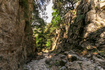 Interesting rocks forming a narrow passage in the Imbros Gorge on the island of Crete