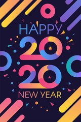 2020 Happy New Year Colorful Invitation Banner