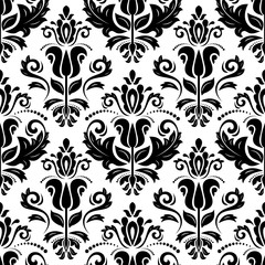 Classic seamless vector black and white pattern. Damask orient ornament. Classic vintage background. Orient ornament for fabric, wallpaper and packaging