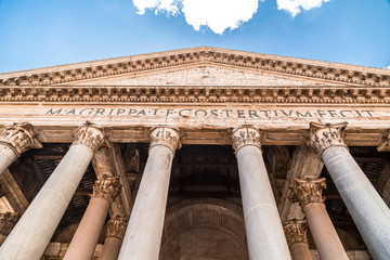 Exterior view of the historical Pantheon in Rome, Italy