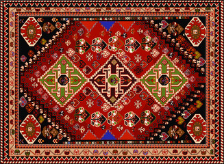 Persian carpet original design, tribal vector texture. Easy to edit and change a few colors by swatch window.