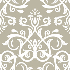 Fototapeta na wymiar Orient vector classic pattern. Seamless abstract background with vintage elements. Orient beige and white background. Ornament for wallpaper and packaging