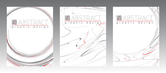 Abstract templates of page with black, red and gray strips. Vector graphics