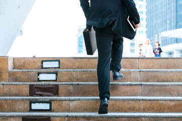 business man hurry running to go work and meeting due to late meeting.
