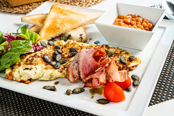 traditional breakfast in the cafe