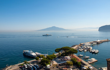 View over Marina and Bay of Naples, Sorrento, Neapolitan Riviera, Italy
