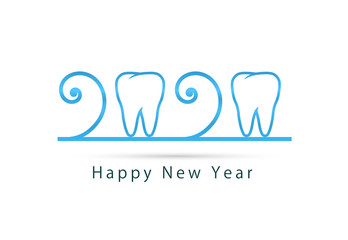 happy new year 2020. 2020 with tooth sign
