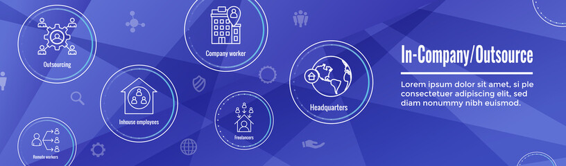 In-Company and Outsource Icon Set - web header banner