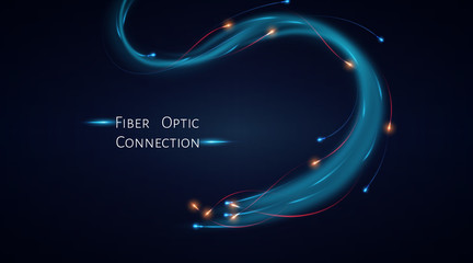 Fiber optic web banner. Glowing neon rays