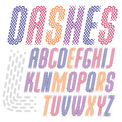 Vector funky condensed capital English alphabet letters collection. Rounded bold italic font, typescript for use as retro poster design elements, newspaper. 