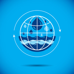 Global water circulation vector logotype for use in spa and resort organizations. Environment protection concept.