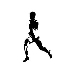 Fototapeta na wymiar Runner, side view isolated vector ink drawing, abstract silhouette of running man