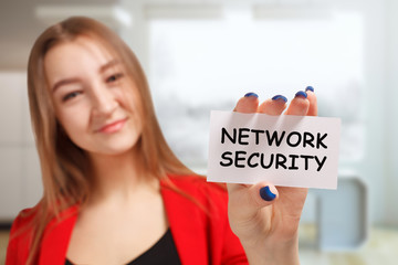 Business, technology, internet and networking concept. Young entrepreneur showing keyword: Network...