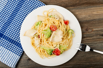 pasta with squid with in a creamy