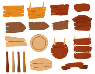 Set of vector wooden signs