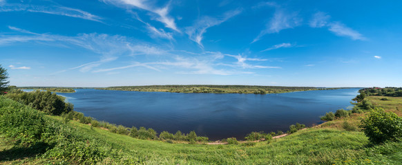 Panorama of the Volga, Europe's longest river, less than 100 km from its source (riverhead) near the Russian town of Tver, north of Moscow
