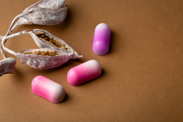 Chocolate candies set on brown