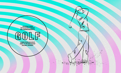 Golf player with a stick. Vector outline of soccer player sport illustration.