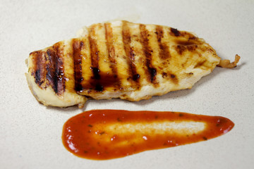 chicken steak on a plate with spices