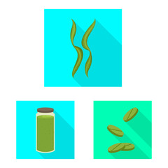Vector illustration of protein and sea sign. Collection of protein and natural vector icon for stock.