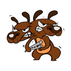 Obraz na płótnie Canvas Angry Dog hit a baseball bat and looking for enemy hand drawn cartoon vector
