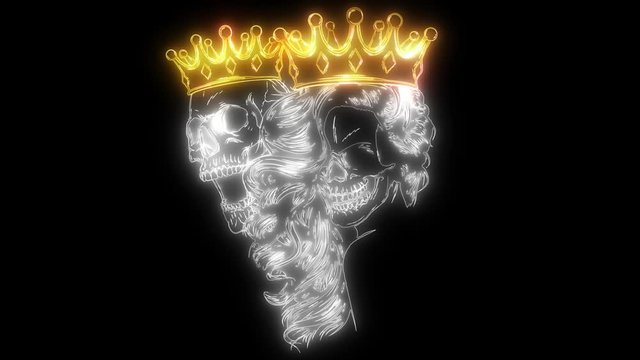 skulls with royal king golden crown with diamonds and gems. I