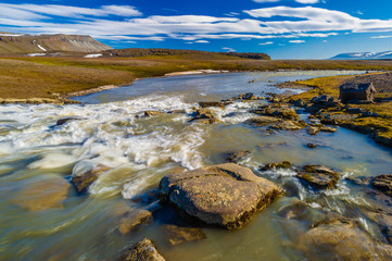 Rocky beach, Barentsoya, Svalbard, Norway