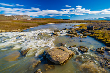 Rocky beach, Barentsoya, Svalbard, Norway