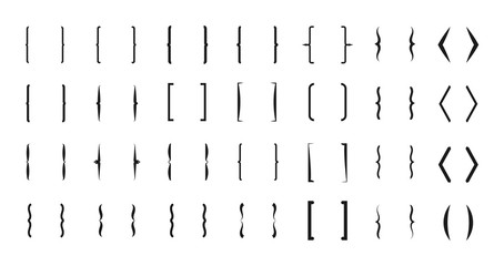 Bracket vector icons. Curly line brackets typography symbols set. Bracket and parenthesis, mathematic rounded arrow illustration - obrazy, fototapety, plakaty