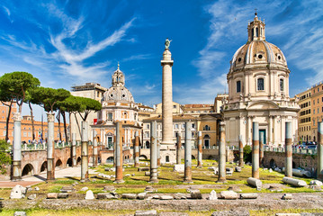 Trajan's Column in the center of Rome