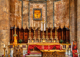Altar in a catholic church in Italy
