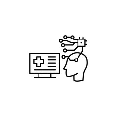 Artificial intelligence, medicine icon. Element of medicine technology icon