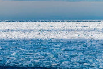 Naklejka na ściany i meble Ice floats in the Arctic Circle near Barentsoya, Svalbard, Norway.