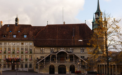 Fototapeta na wymiar old town in Canton Fribourg, Switzerland