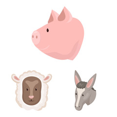 Vector design of farm and head icon. Collection of farm and homemade stock vector illustration.