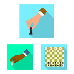 Vector illustration of checkmate and thin sign. Set of checkmate and target vector icon for stock.