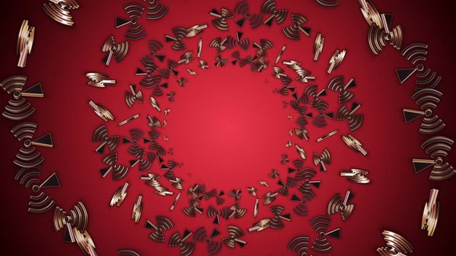 Non-ionizing Radiation Danger Symbols Animation, Rendering, Background, Loop, 4k