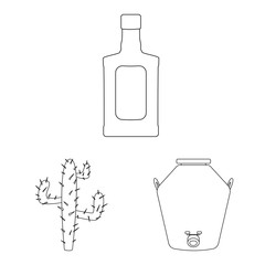 Vector illustration of Mexico and tequila symbol. Collection of Mexico and fiesta vector icon for stock.