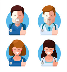 Group of doctors and nurses and medical staff people.