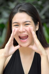 An Attractive Filipina Woman Shouting
