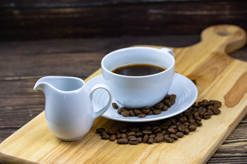 coffee and bread with coffee bean