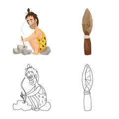 Isolated object of evolution and prehistory sign. Set of evolution and development stock vector illustration.