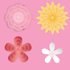 Set of Paper Cut Flower Design