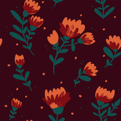 Autumn decorative rowanberry seamless pattern. Simple fall berries repeatable motif for fabric, wrapping paper, surface design projects.  