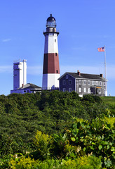 Coastal scene with Montauk Lighthouse on Atlantic Ocean, Long Island, New York - 287392336
