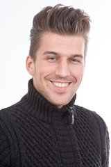 young handsome man in black sweater