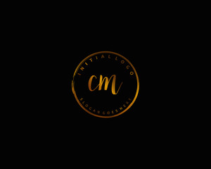 CM Initial handwriting logo vector