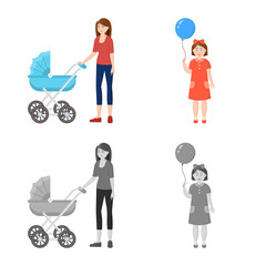 Isolated object of character and avatar icon. Set of character and portrait stock symbol for web.