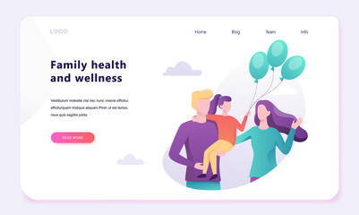 Family web banner concept design. Happy parent